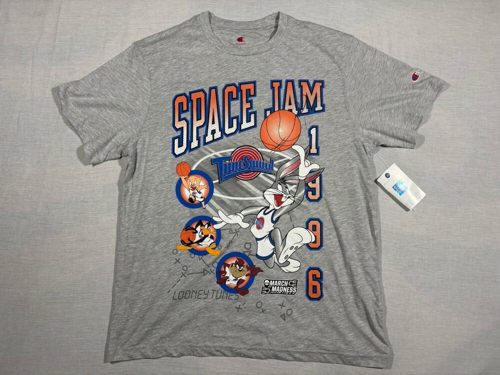 NWT Champion Space Jam Tune Squad NCAA March Madness T-Shirt Men’s L Gray